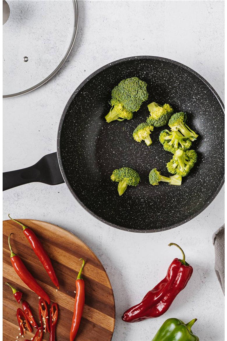 GRANITE Wok with Lid 5.1 Qt., Alternate, color, BLACK