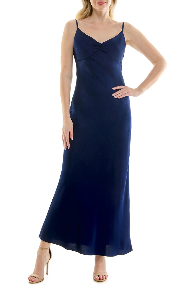 Draped Back Crepe Maxi Slipdress, Main, color, LITE BLUE