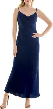 bebe Draped Back Crepe Maxi Slipdress