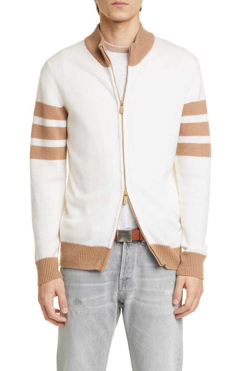 Eleventy Slim Fit Cashmere Zip Cardigan, Main, color, 