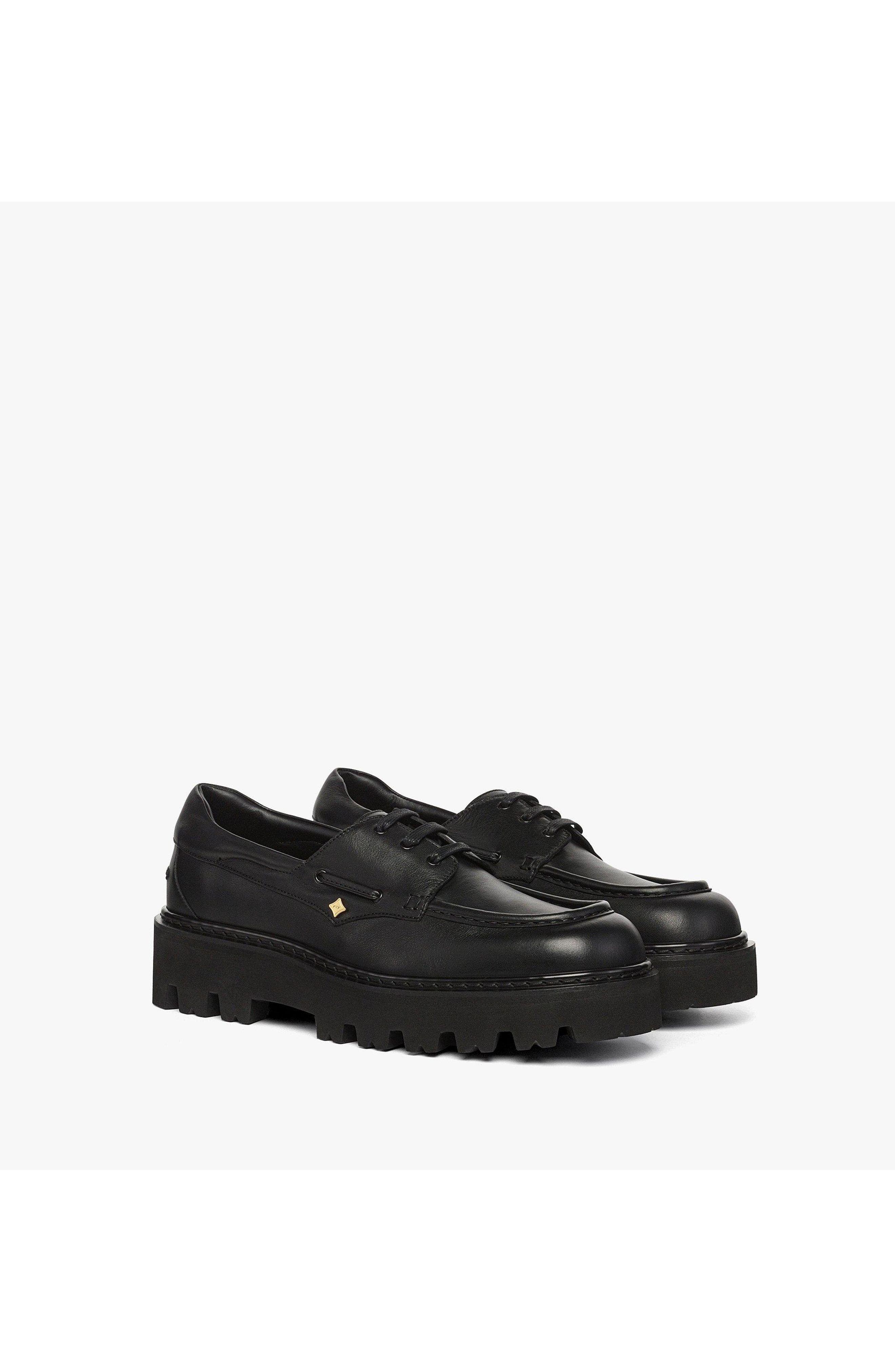 Men's Platform Loafers in Calfskin, Main, color, Black