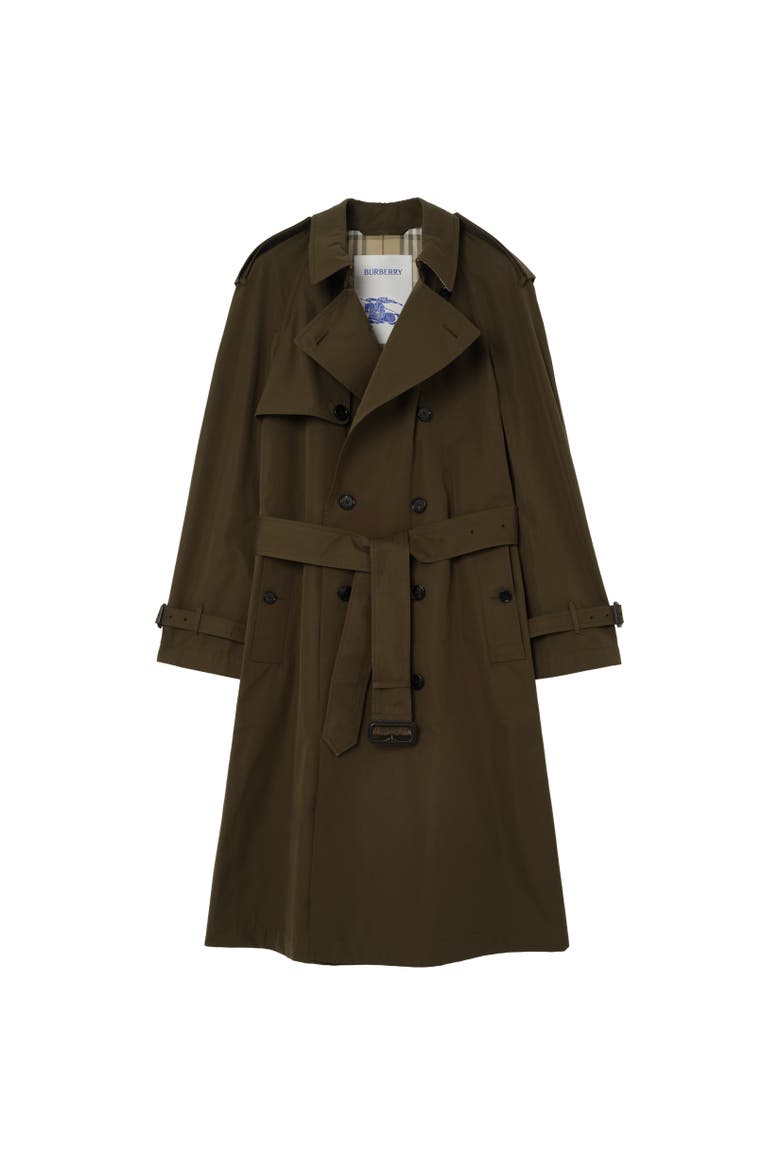 Long Lightweight Cotton Trench Coat, Alternate, color, Marsh green