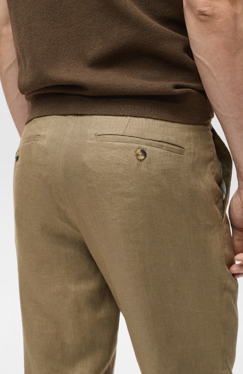 Mango Linen Mix Thin Pinstripe Pants In Khaki