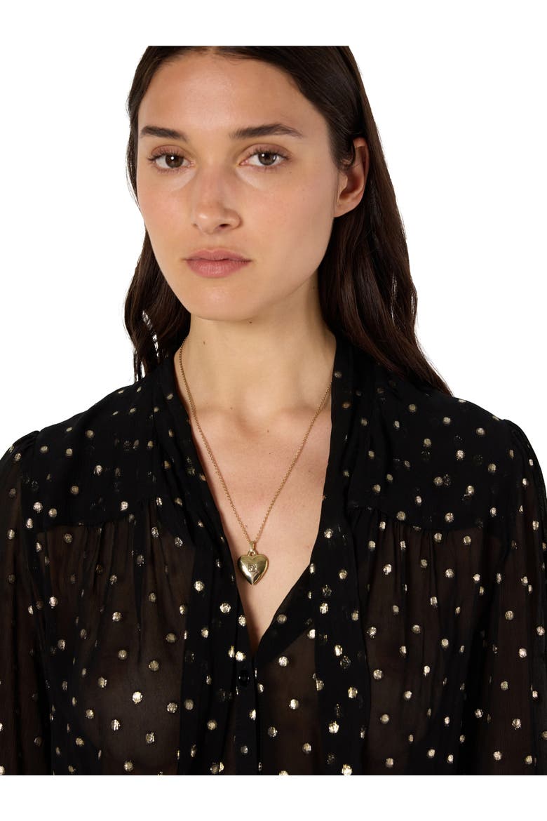 Andree Sheer Metallic Polka Dot Blouse, Alternate, color, Black