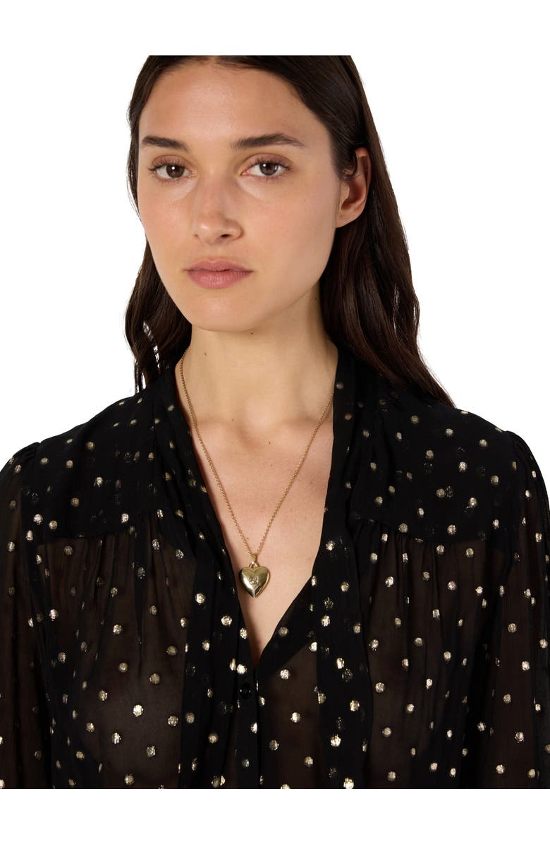 GERARD DAREL Andree Sheer Metallic Polka Dot Blouse, Alternate, color, Black