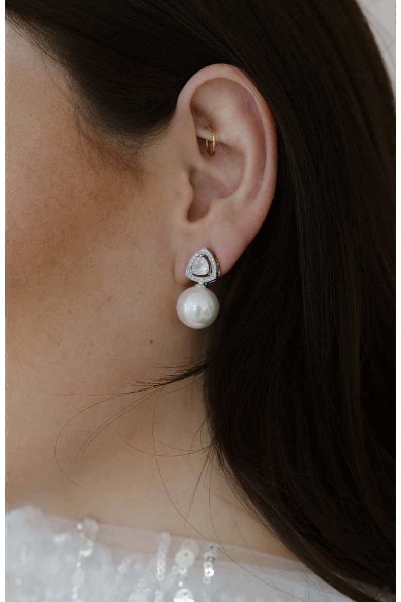 Legacy Pearl Drop Earrings, Alternate, color, Silver