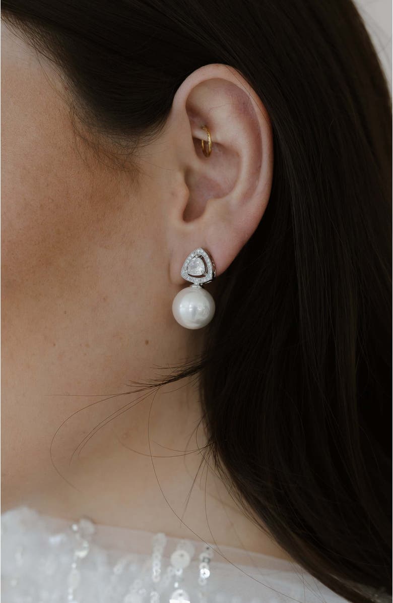 Untamed Petals Legacy Pearl Drop Earrings, Alternate, color, Silver