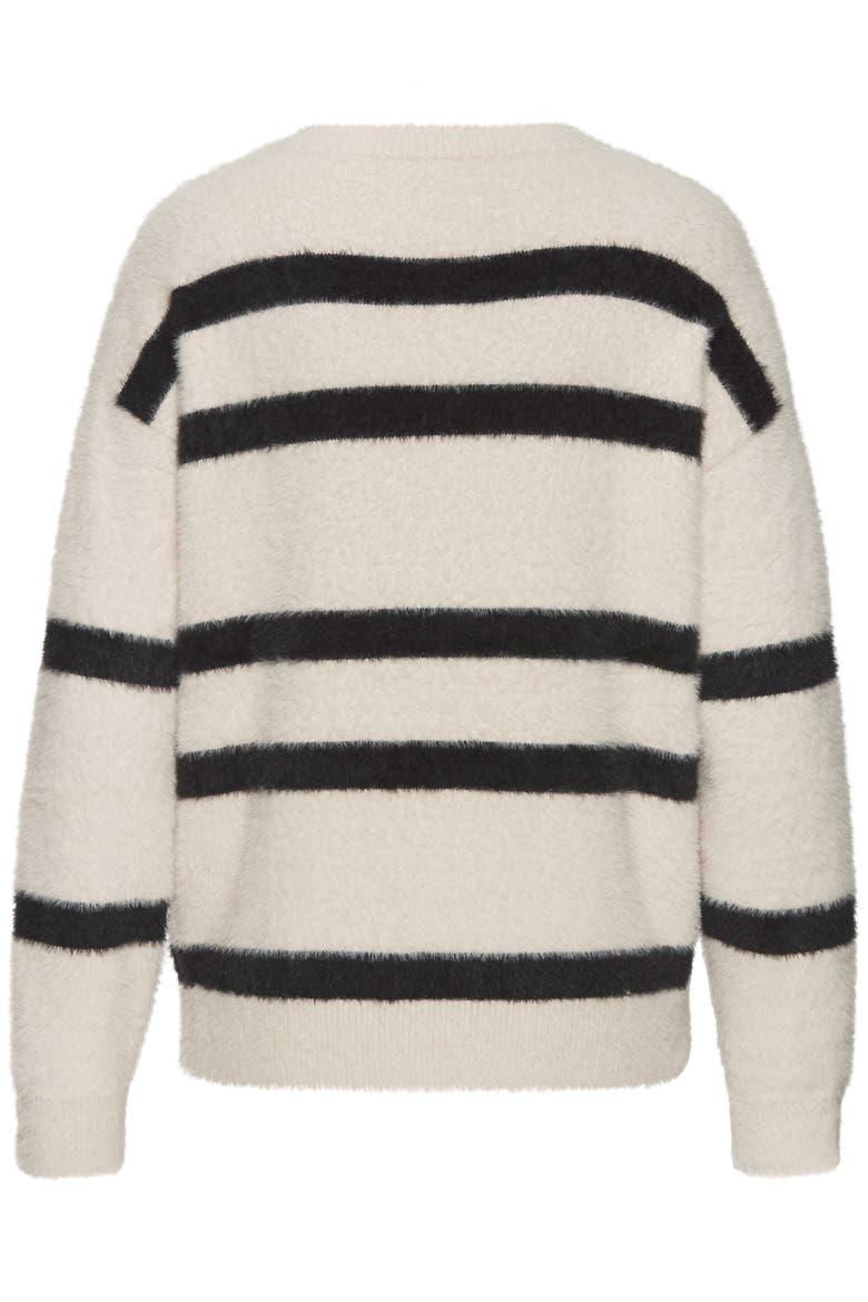 Fuzzy Knit Striped Sweater, Alternate, color, Sand & Black