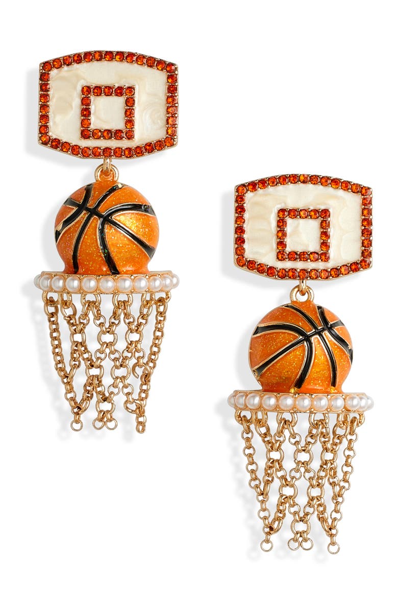 BaubleBar Basketball Hoop Earrings, Main, color, Orange Multi
