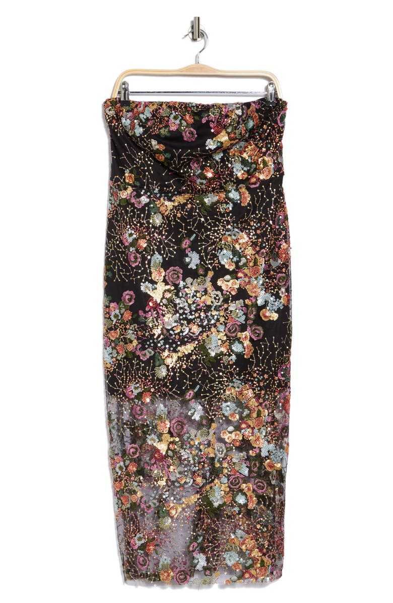 Sam Edelman Floral Embroidered & Sequin Strapless Dress, Main, color, 