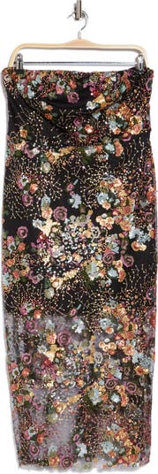 green emerald velvet dress Samira Strapless Peachy Pink Floral Sequin Mini Dress Medium main image 1