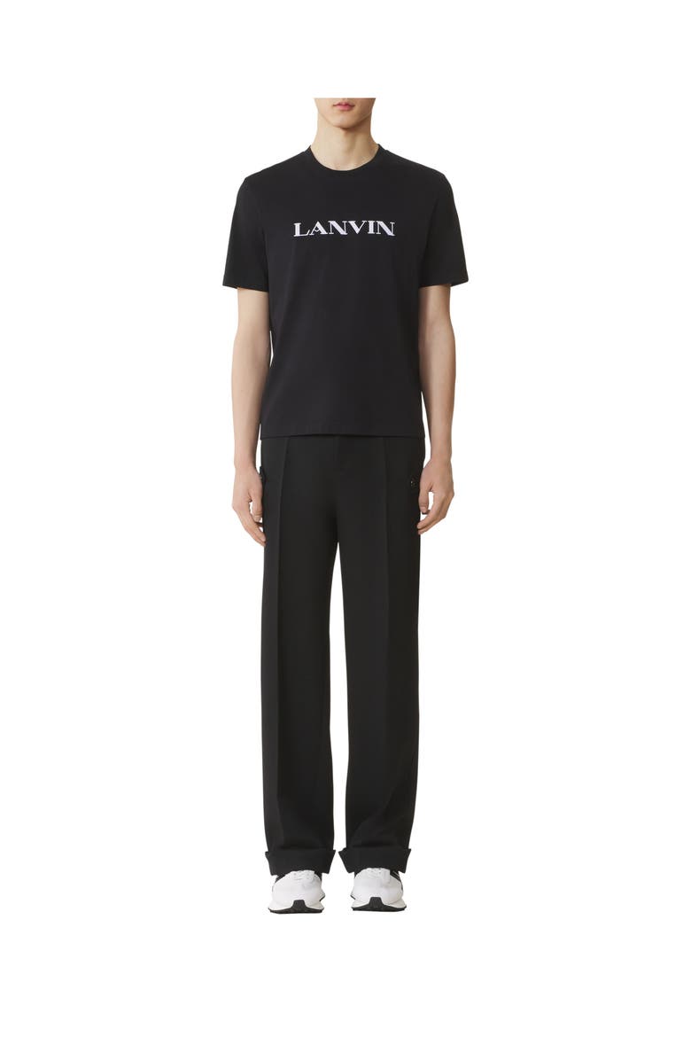 Lanvin Embroidered Cotton T-Shirt, Alternate, color, Black