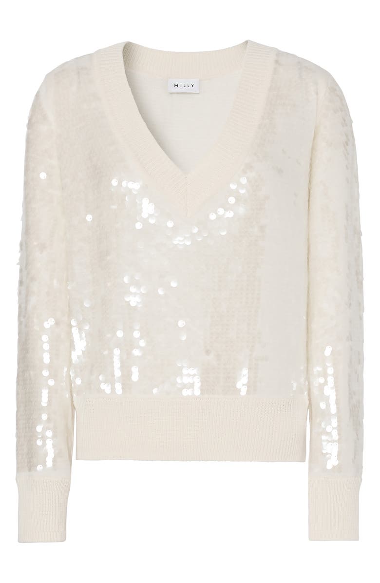 Milly Ilaria Sequin V-Neck Sweater, Alternate, color, 
