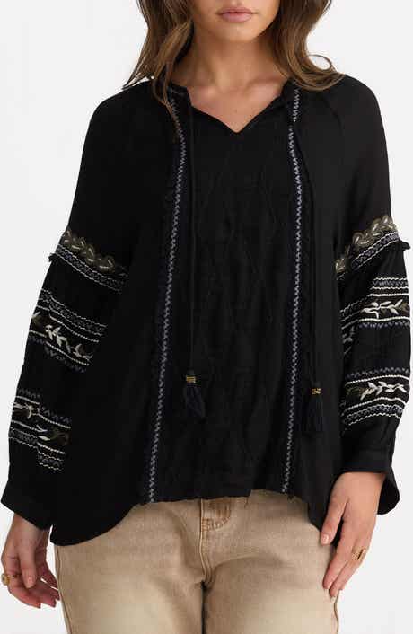 Talisman the Label Florence Embroidered Crepe Top