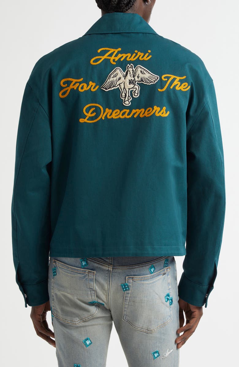 AMIRI Pegasus Patch Zip Blouson Jacket, Alternate, color, Evergreen