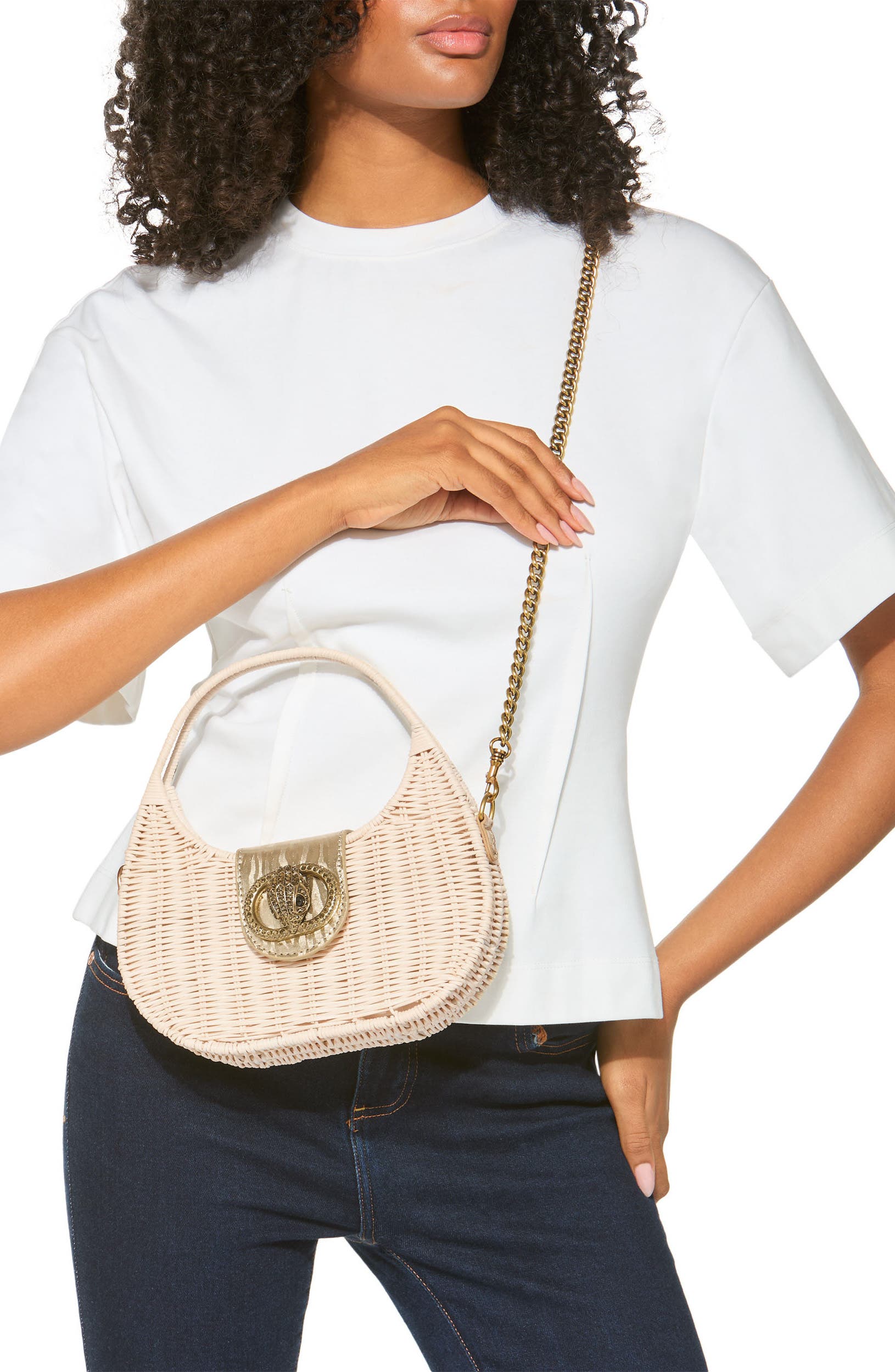 Kurt Geiger London Small Chelsea Basket Hobo Bag, Alternate, color, Open Beige