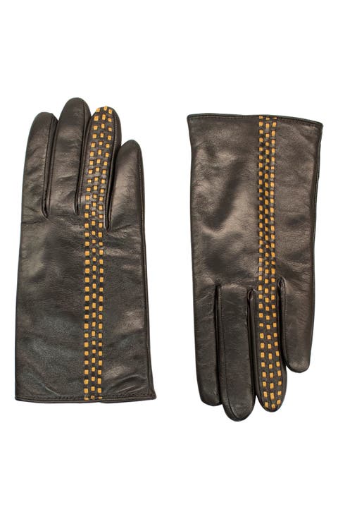 Contrast Stitch Leather Gloves