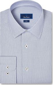 David Donahue Slim Fit Micro Check Stretch Cotton Dress Shirt