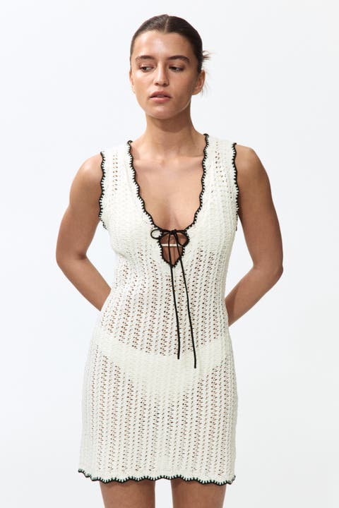 Pointelle-knit beach dress