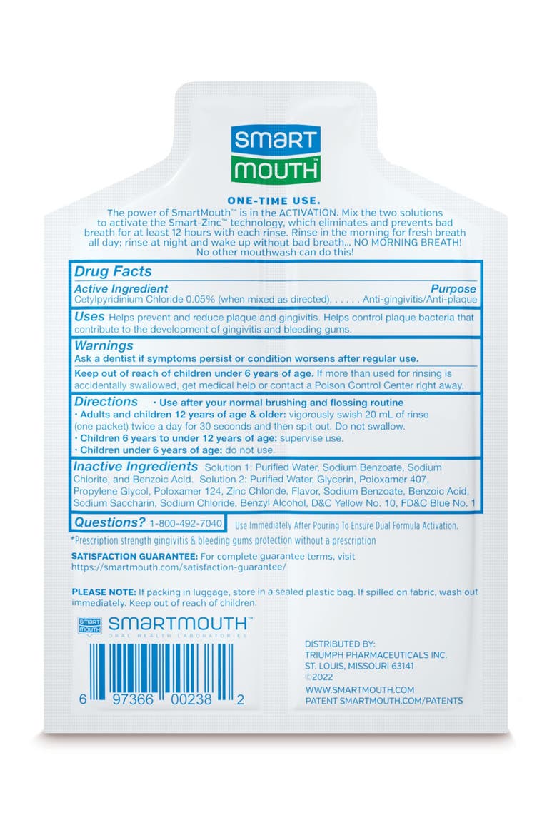 Clinical Zinc Activated Portable Single Pack Mouthwash 50 Count, Alternate, color, Clean Mint
