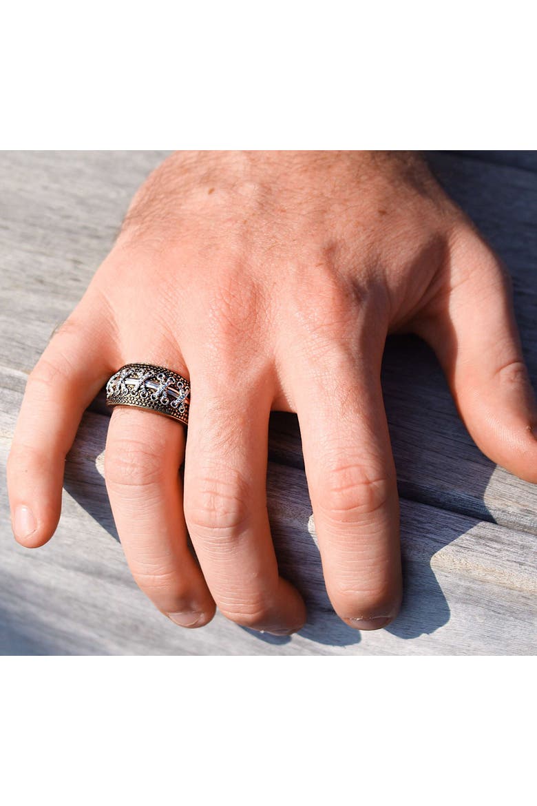 Touchdown American Football Diamond Band Men Ring, Alternate, color, Brown