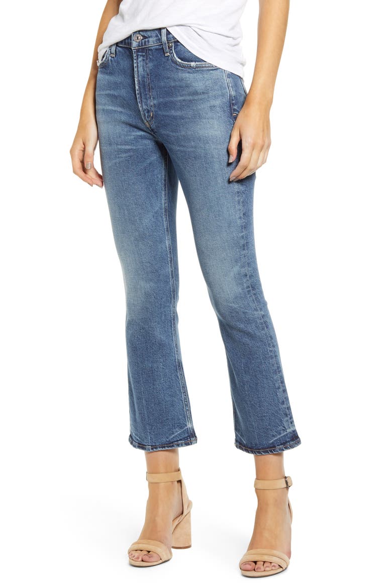 Demy High Waist Crop Flare Jeans, Main, color, MOMENTS