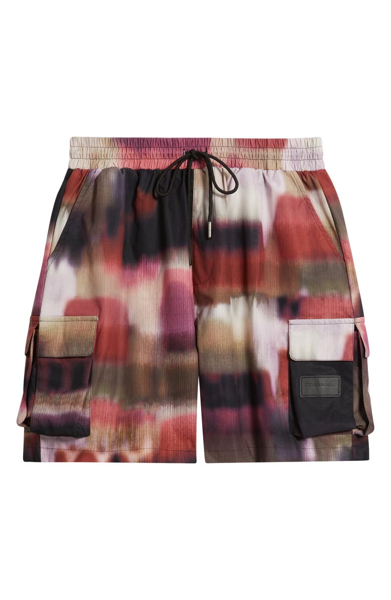 CRIMINAL DAMAGE Photo Print Shorts, Alternate, color, Purple Multi