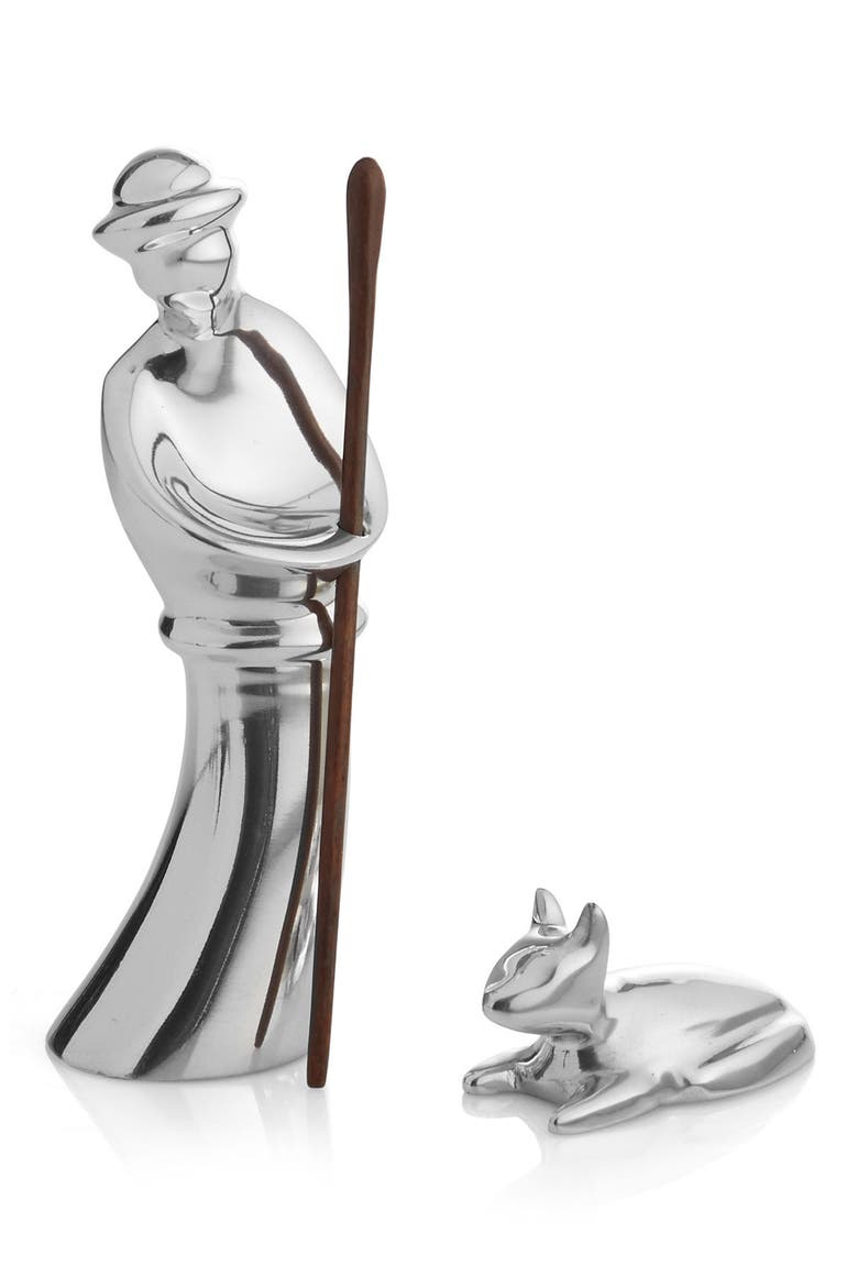 Shepherd & Lamb 3-Piece Mini Nativity Set, Main, color, SILVER
