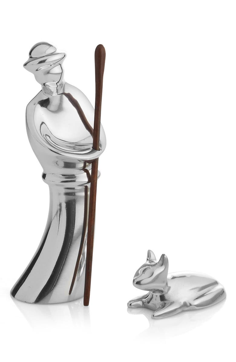 Nambé Shepherd & Lamb 3-Piece Mini Nativity Set, Main, color, Silver