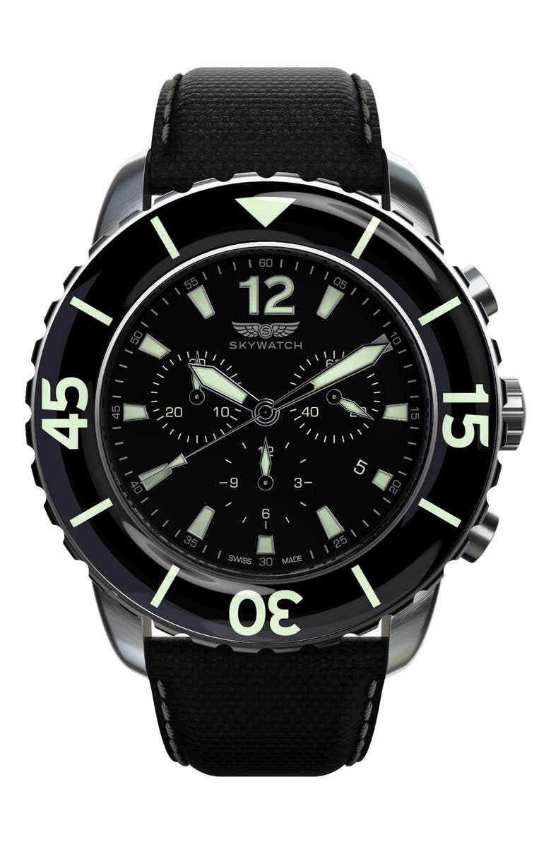 SKYWATCH Classic Chronograph Woven Strap Watch, 46mm, Main, color, 