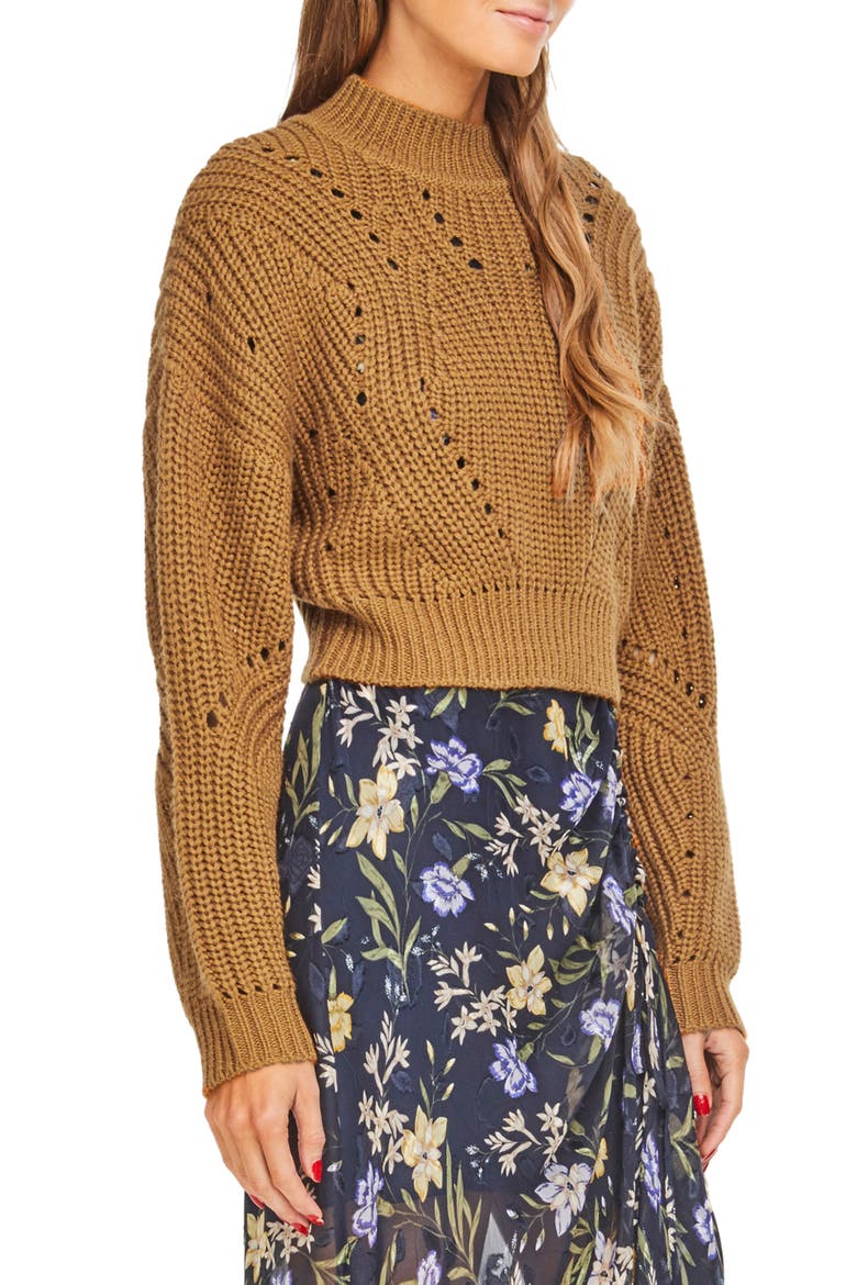 Carly Crop Sweater, Alternate, color, MUSTARD