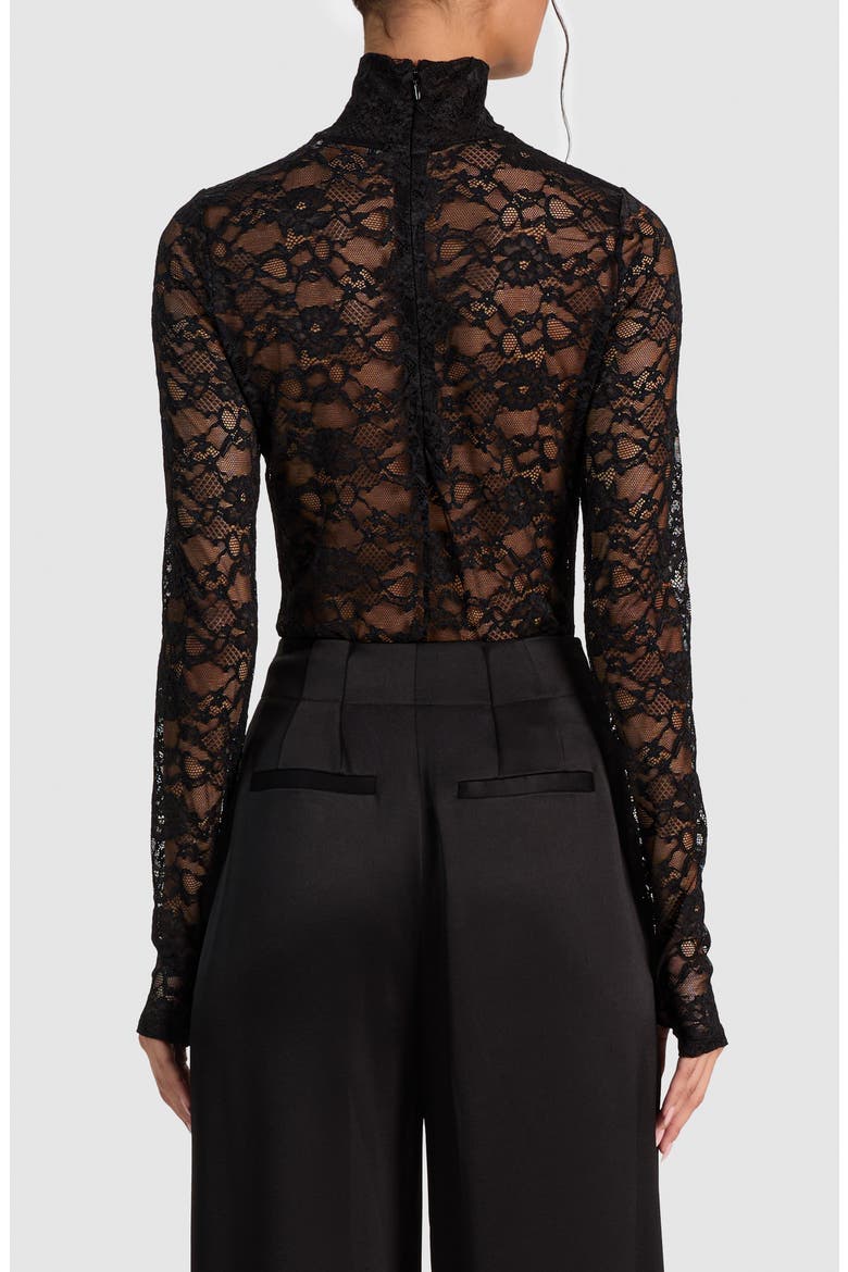 Delaina Lace Turtleneck Top, Alternate, color, BLACK
