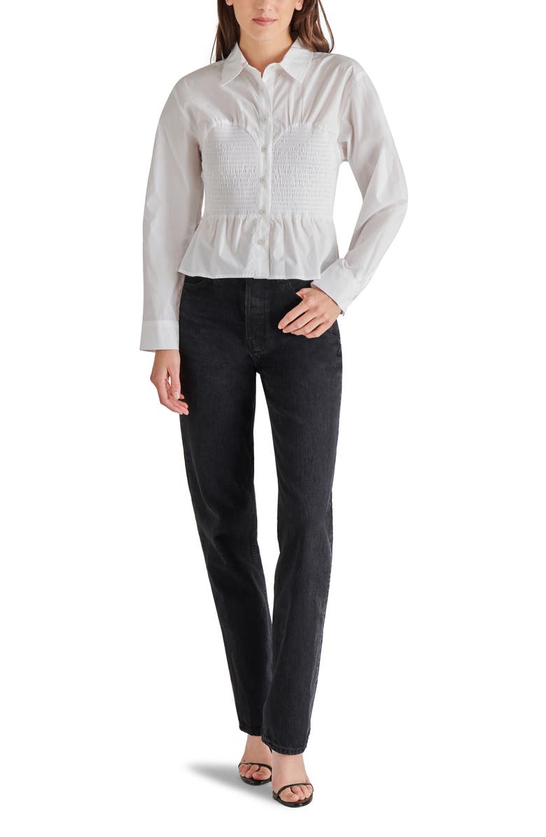 Steve Madden Marisol Smock Detail Cotton Button-Up Shirt, Alternate, color,