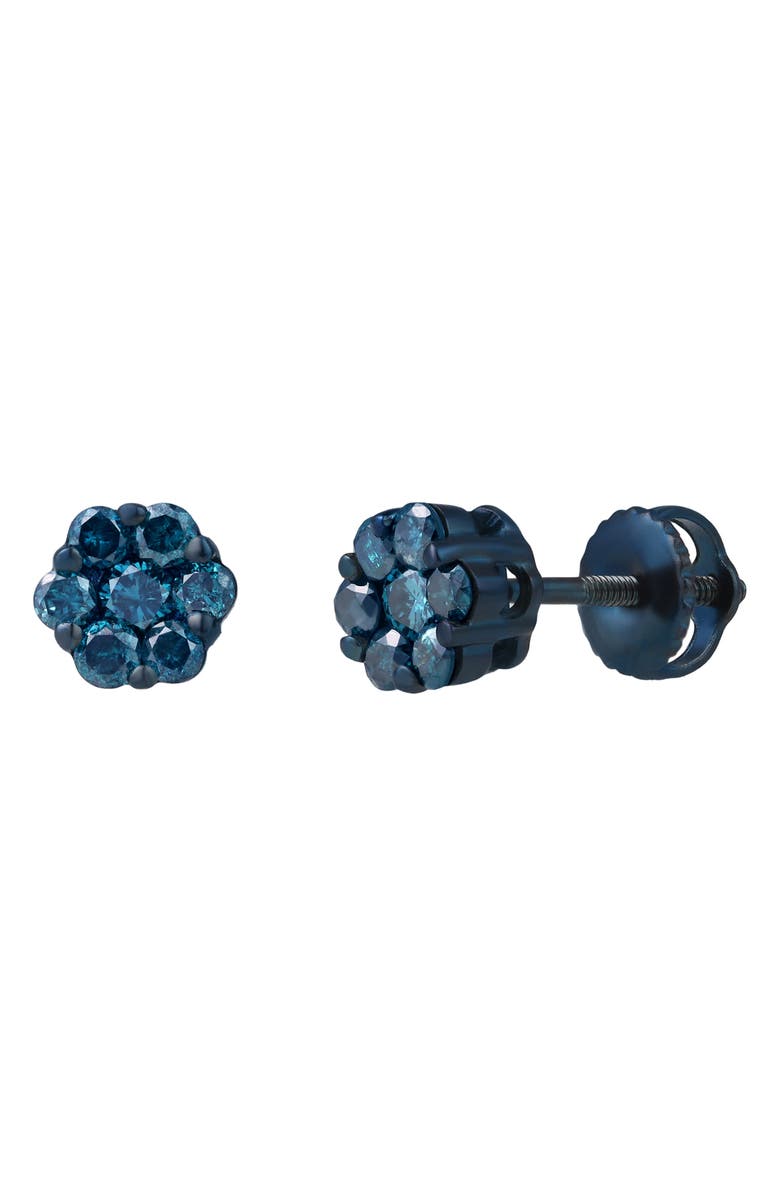 LuvMyJewelry Blue Diamond Cluster Stud Earrings, Main, color, 