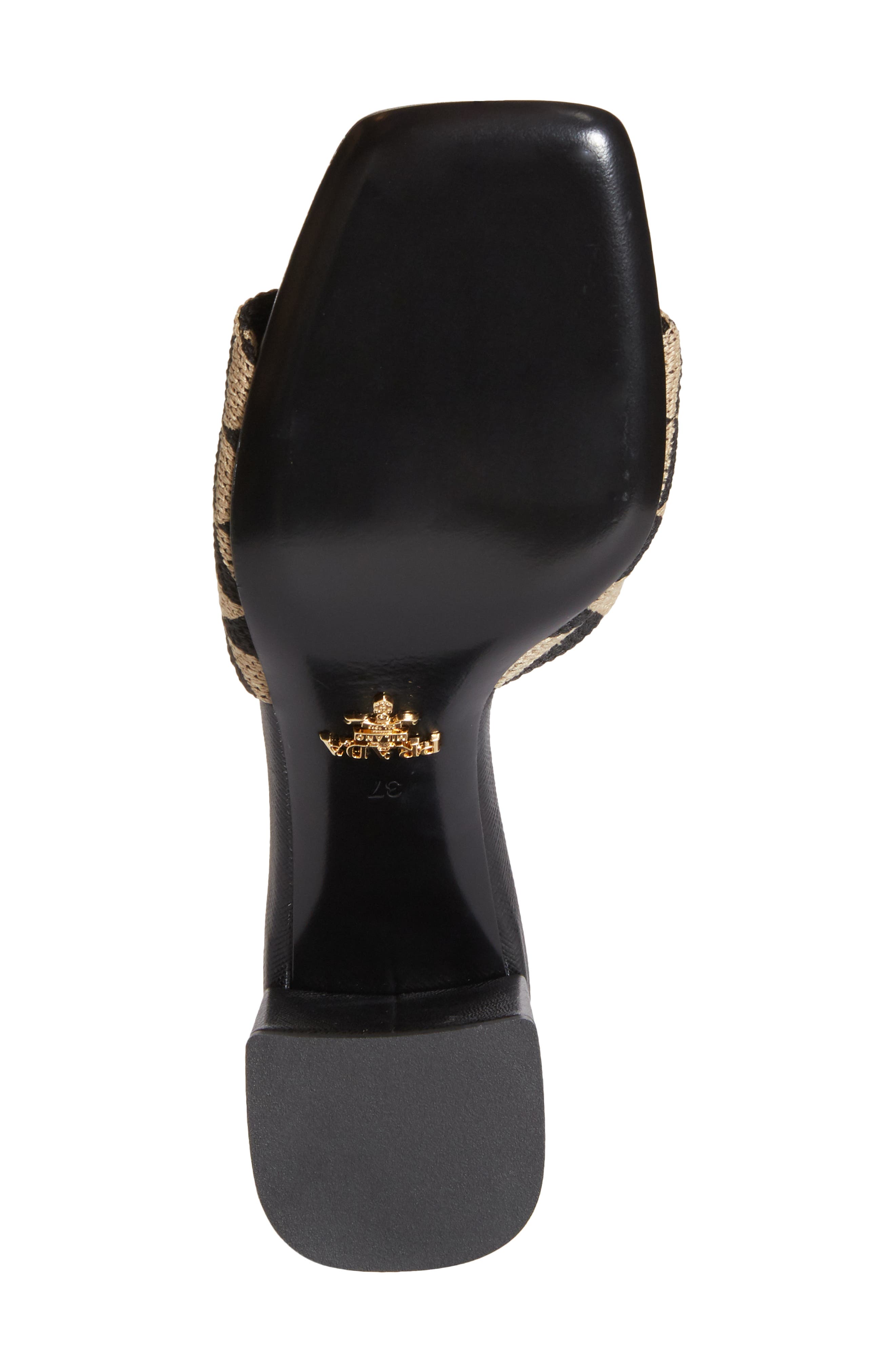 Prada Triangle Jacquard Slide Sandal, Alternate, color, 