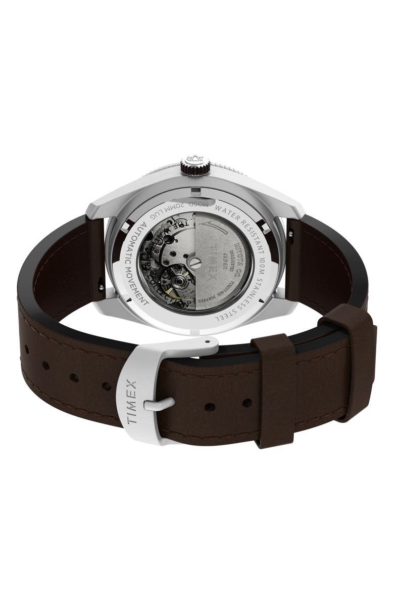 Timex<sup>®</sup> Waterbury Automatic Leather Strap Watch, 40mm, Alternate, color, 