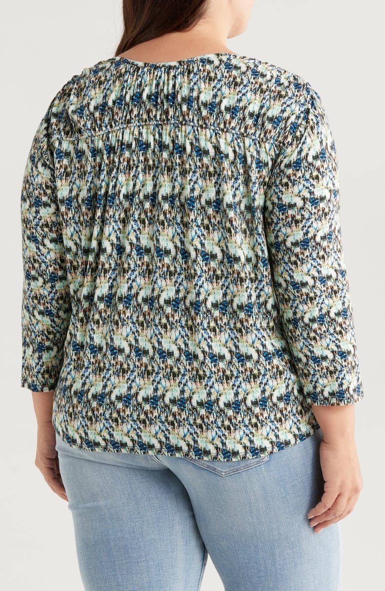 Liverpool Los Angeles Abstract Print Jersey Top, Alternate, color, Blue Multi Textre