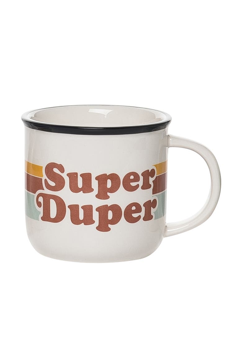 Super Duper Retro Mug Ceramic White 16 oz, Main, color, Red
