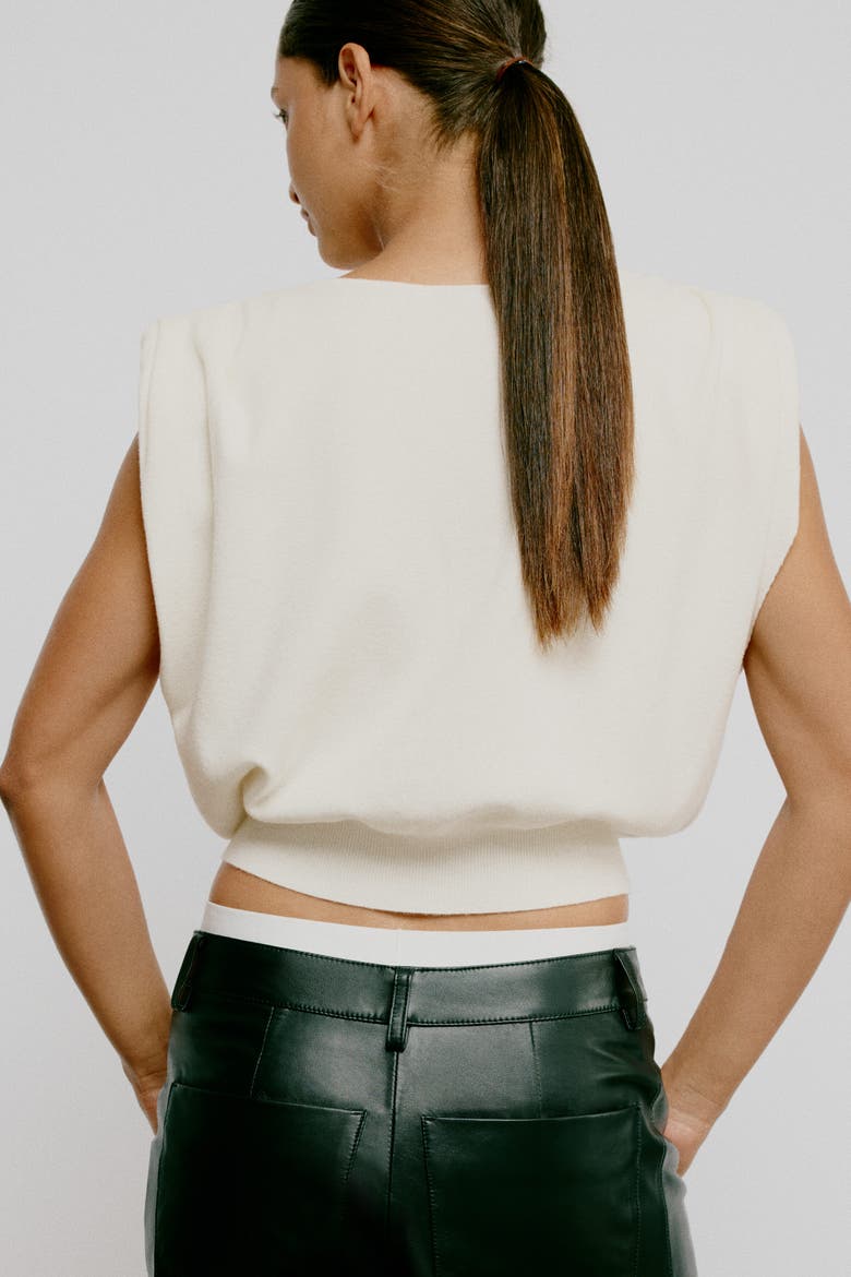 Gathered Knit Top, Alternate, color, Cream