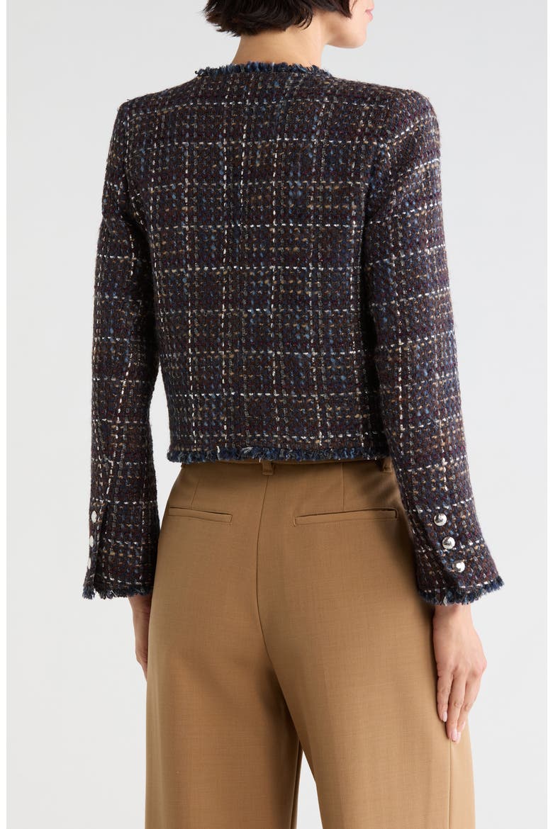 Zaya Trim Tweed Jacket, Alternate, color, MIDNIGHT BROWN MULTI TWEED