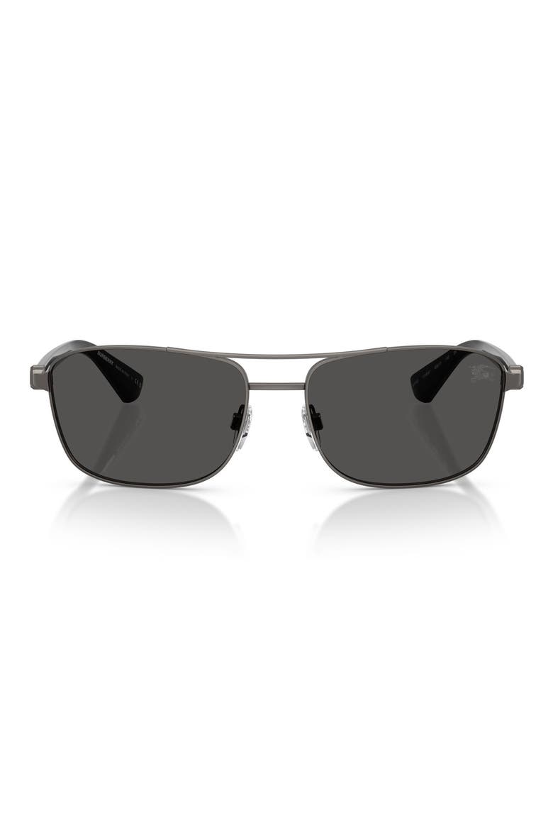 60mm Rectangular Sunglasses, Main, color, MATTE GREY