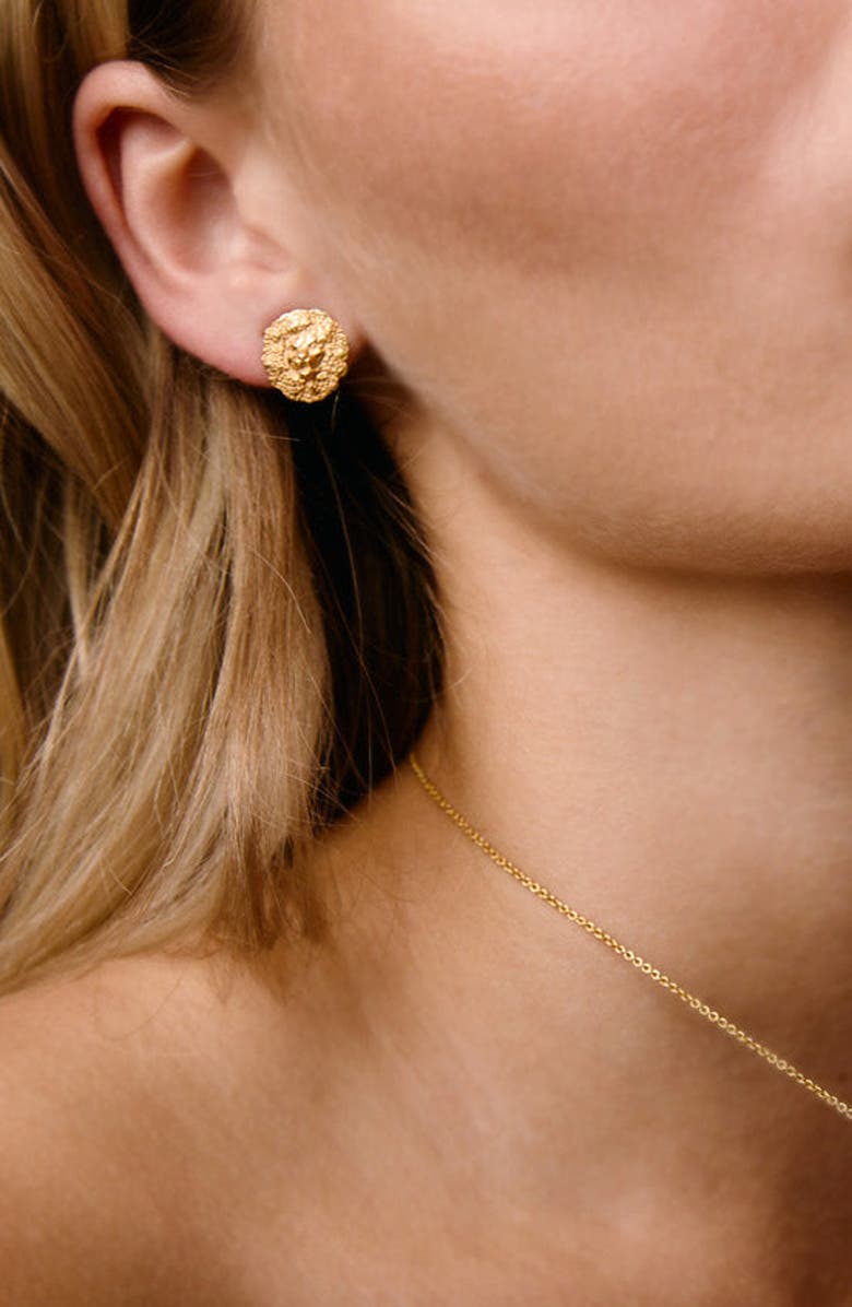 Freya Rose Lion Studs, Alternate, color, Gold