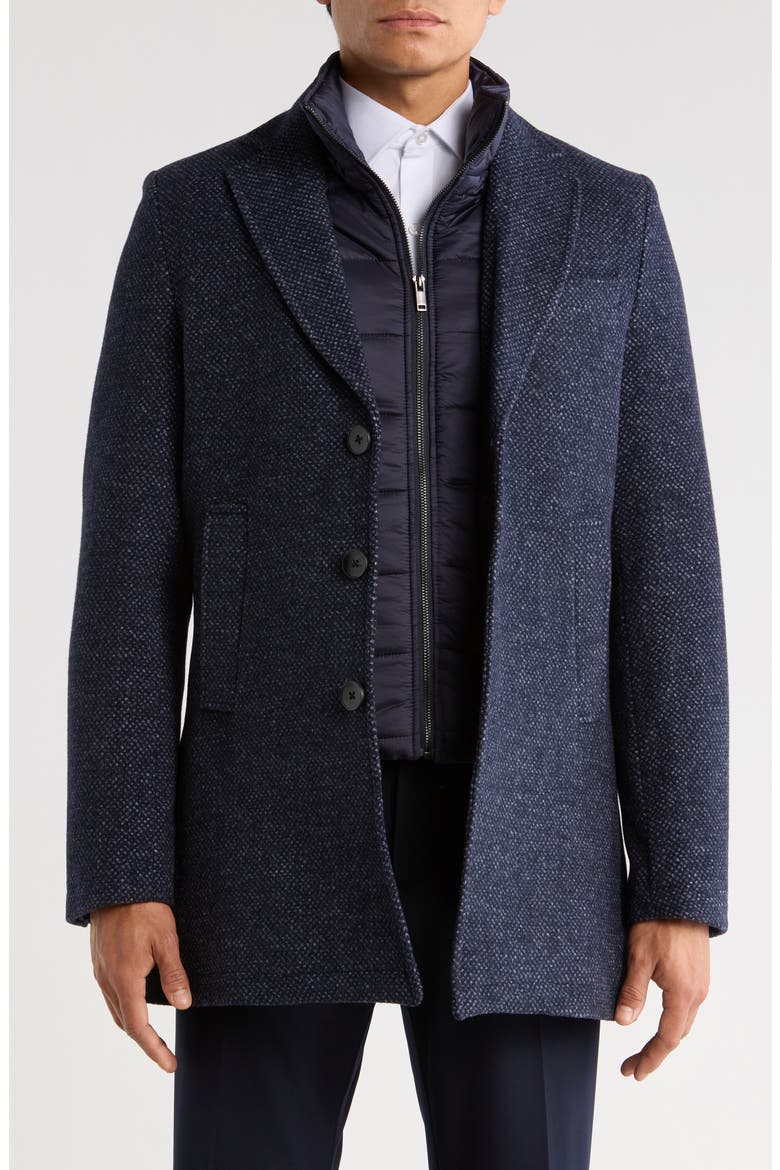 SOUL OF LONDON Melton Coat with Removable Bib (Men) | Nordstromrack