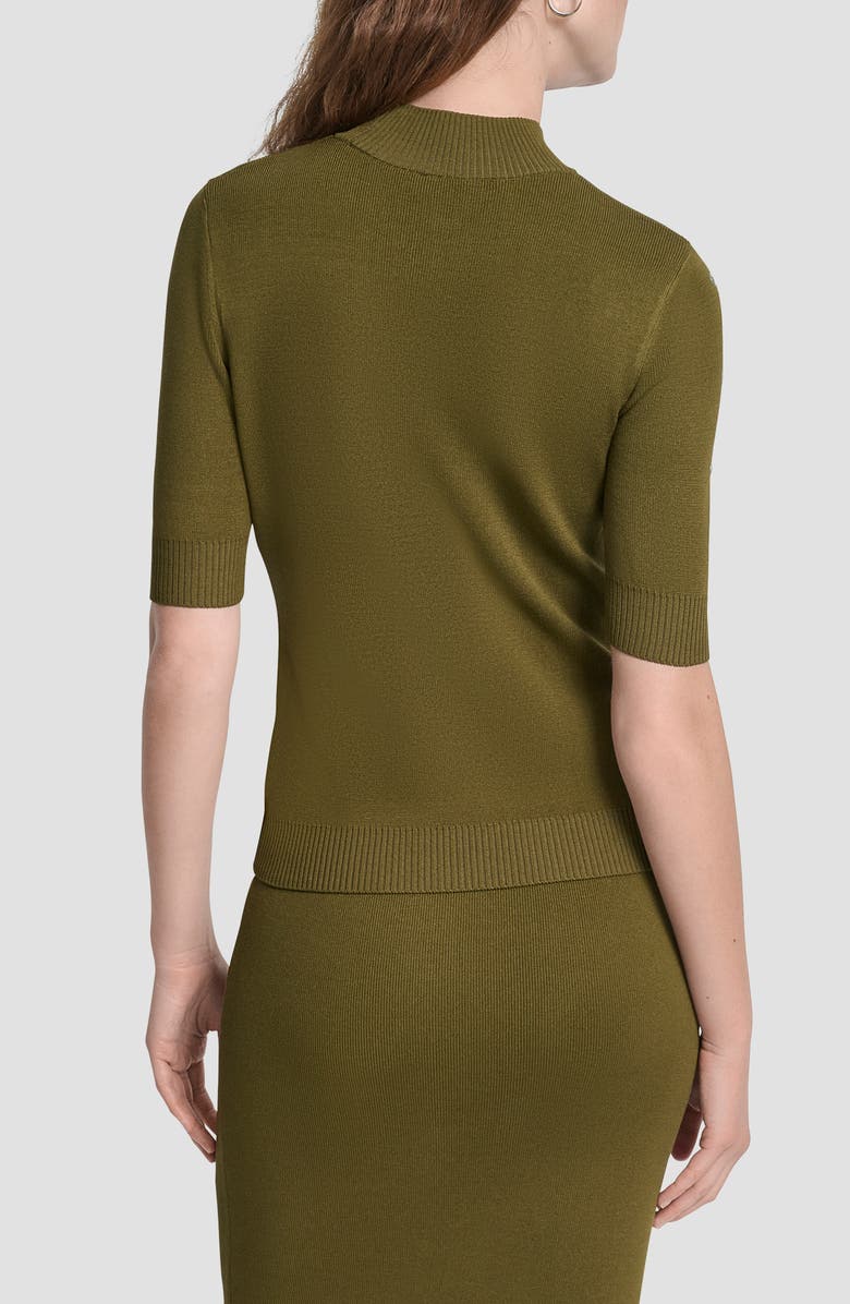 DKNY Cutout Grommet Mock Neck Sweater, Alternate, color, Dark Olive