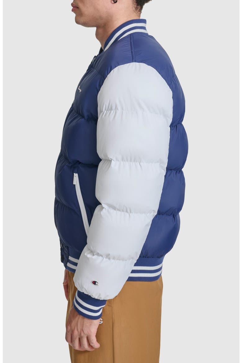 Varsity Quilted Bomber Jacket, Alternate, color, NAVY/ WHITE