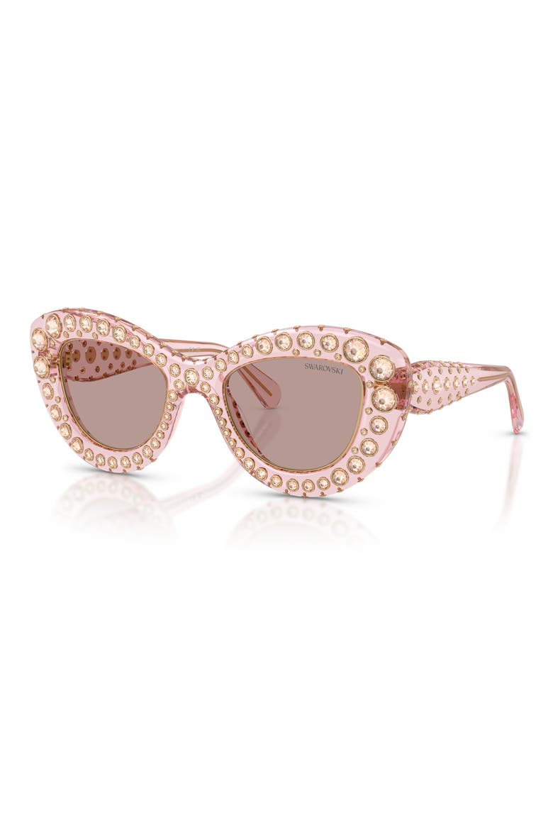 49mm Cat Eye Sunglasses, Alternate, color, TRANSPARENT PINK / PURPLE