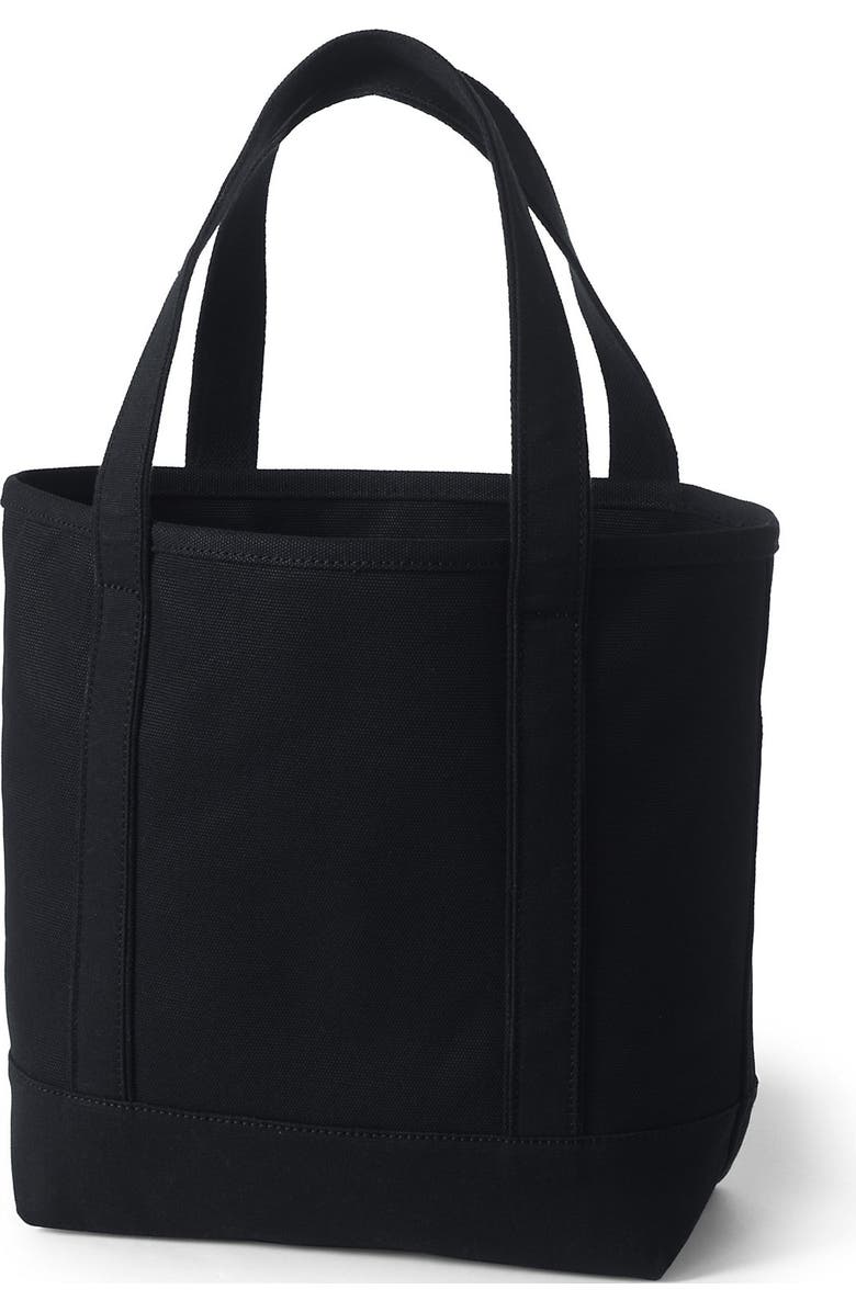 Lands' End Open Top Canvas Tote Bag, Alternate, color, Black/Black