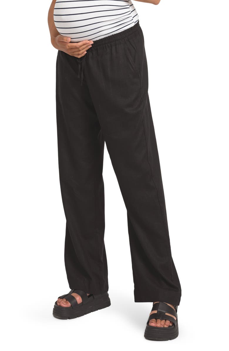Seraphine Linen Blend Wide Leg Maternity Pants, Alternate, color, 