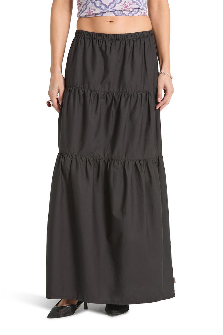 The Abigail Tiered Cotton Maxi Skirt, Main, color, BLACK