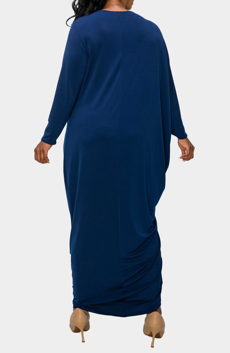 L I V D Louella Asymmetrical Long Sleeve Stretch Maxi Dress, Alternate, color, Navy